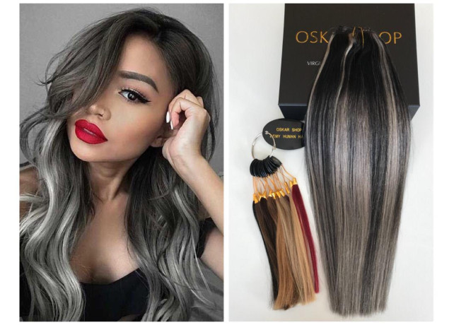 Extensii Clip-On DeLuxe Balayage #1B Grey