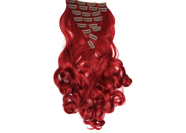 Clip-On Ondulat Sintetic Red
