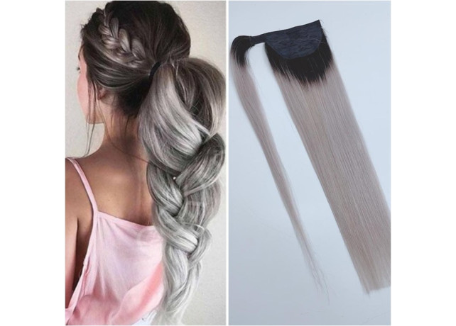 Coada de par cu scai Magic Tail Ombre #1B/Light Grey