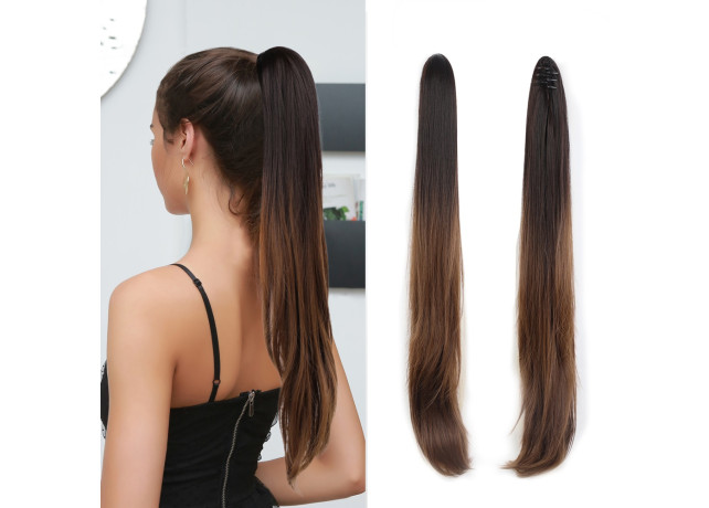 Coada de Par cu Cleste Ombre Saten Inchis/ Blond Aluna, 70 cm