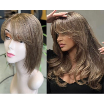 Peruca partiala cu breton Soft Balayage