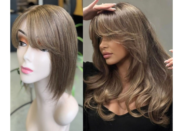 Peruca partiala cu breton Soft Balayage
