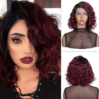 Peruca bobo balayage 1b/ burgundy ondulata