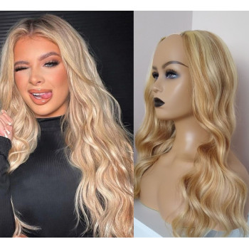 Semiperuca Par Natural U Part Blond Bej Ondulat